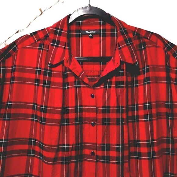 Madewell Women's L Plaid Red Cotton Country Shirt - Picture 2 of 11